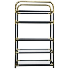 Rare Mid-Century Modern/Hollywood Regency Brass and Glass Bookshelf, 1970s