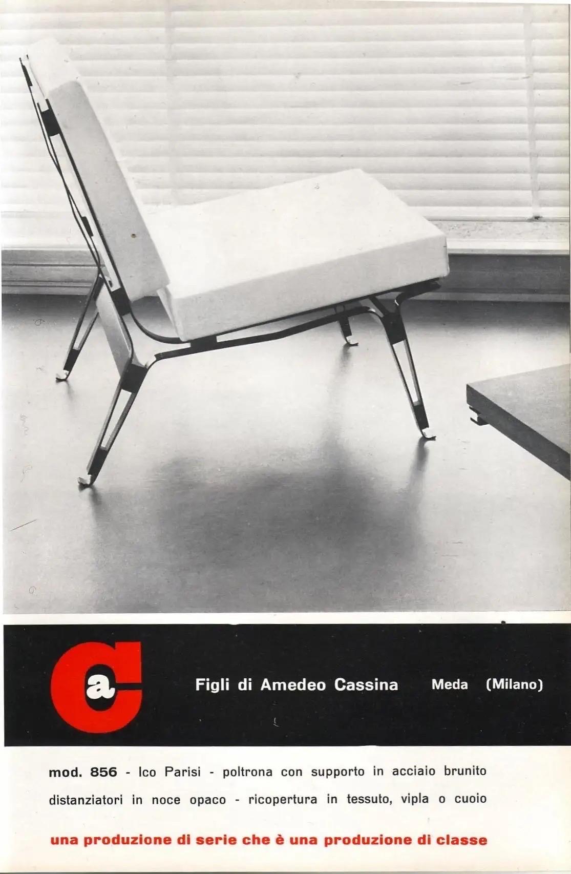 Mid-20th Century Rare Mid-Century Modern Ico Parisis “856” Leather Lounge Chair Cassina 