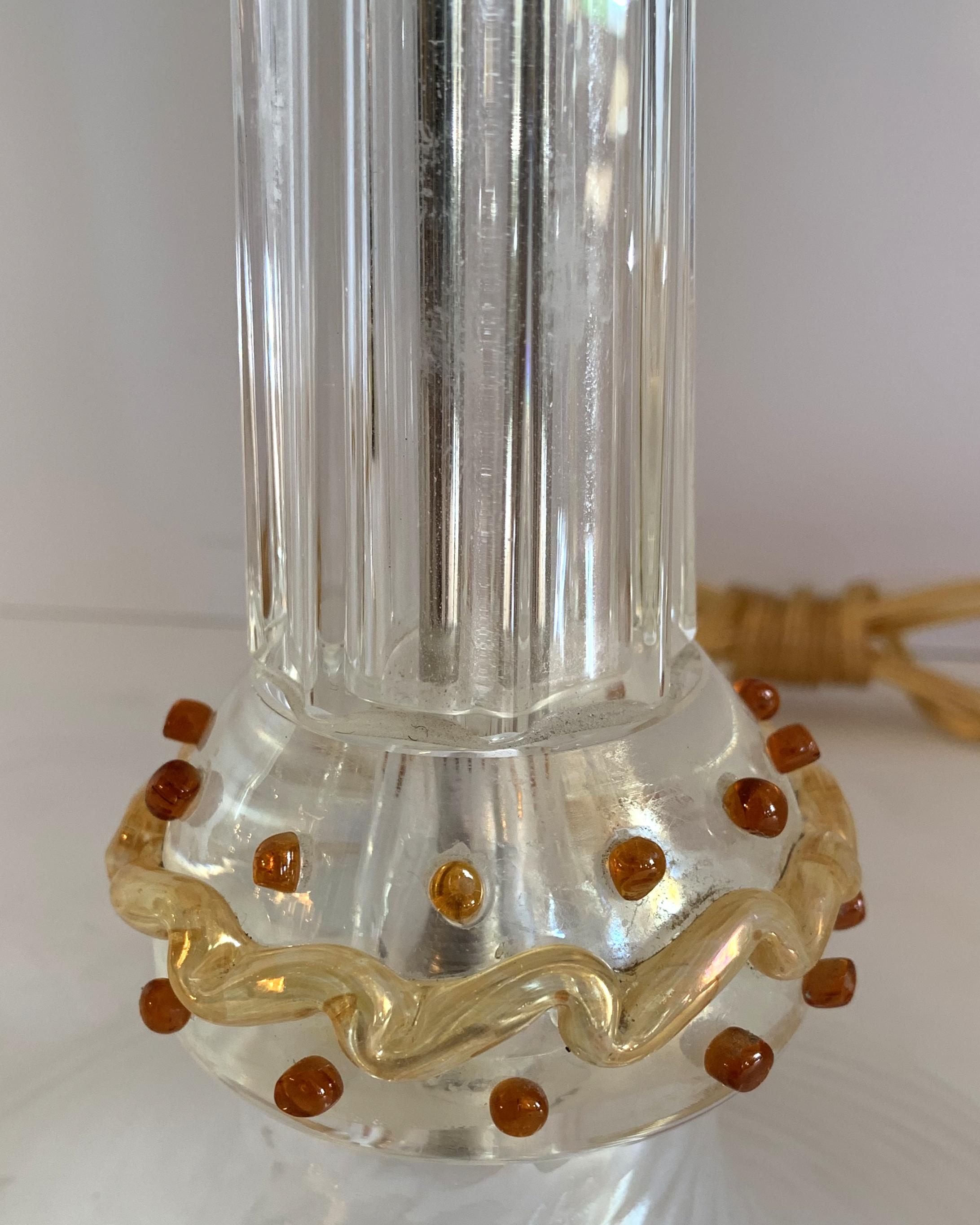 Rare Mid-Century Modern Italian Murano Venetian Iridescent Lamps Cenedese, Pair For Sale 1