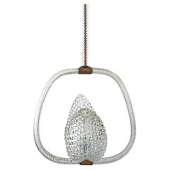 Rare Mid Century Modern "Jewel" Pendant by Barovier and Toso, Italy 1950s