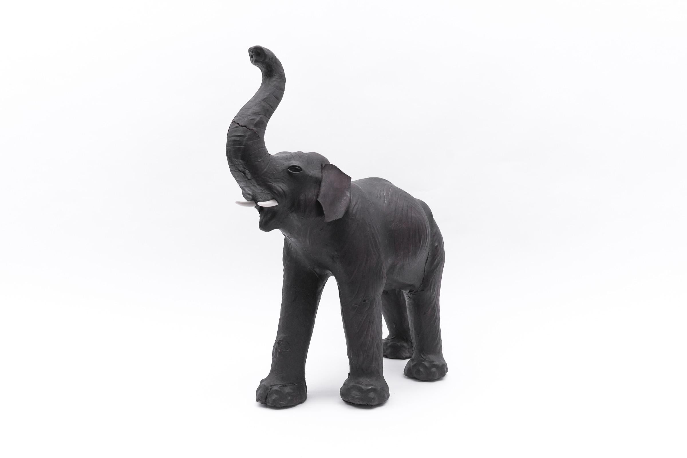 English Rare Mid-Century Modern Leather Elephant, 1960s For Sale