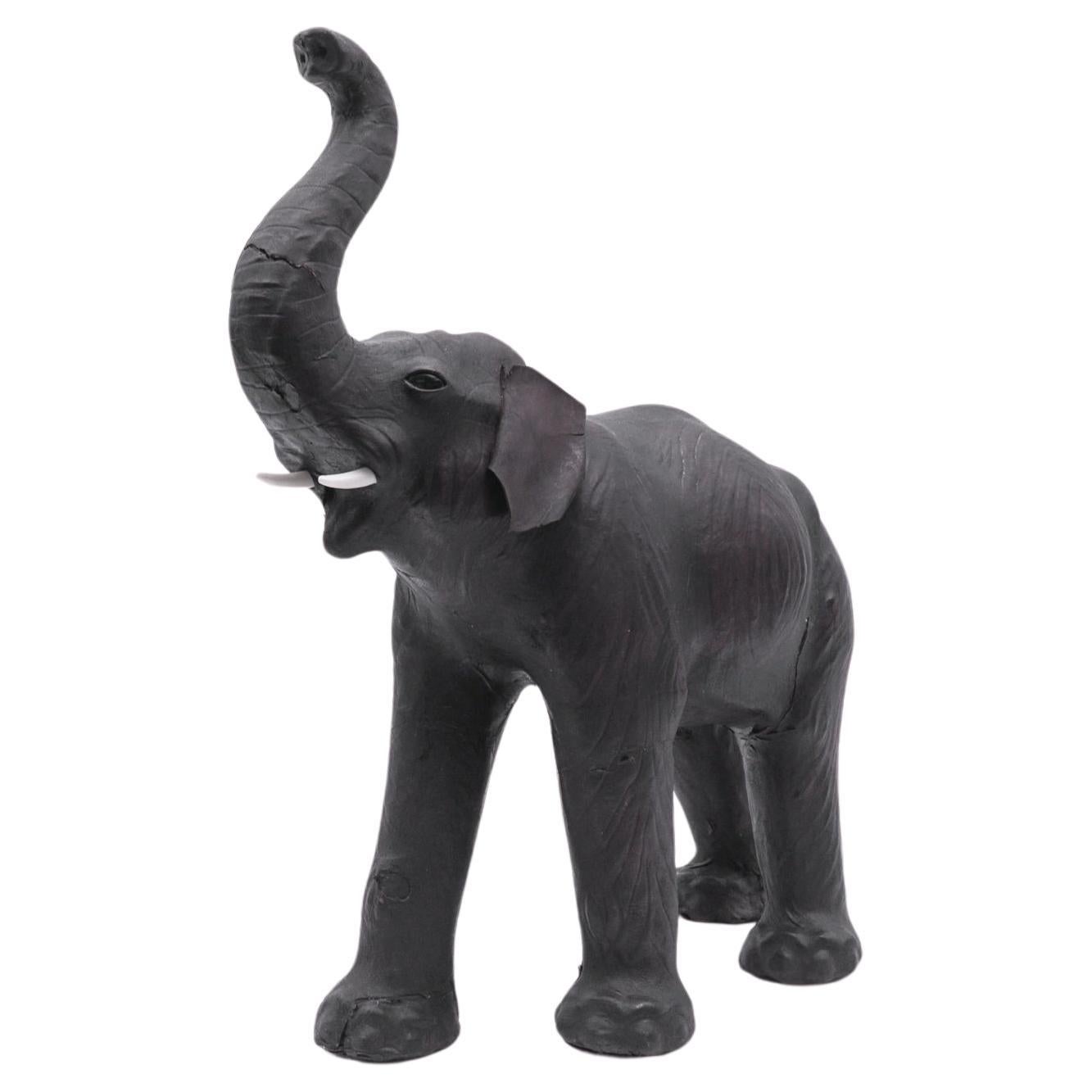 Rare Mid-Century Modern Leather Elephant, 1960s For Sale