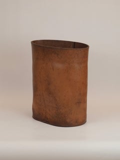 Rare Mid-Century Modern Leather Waste Bin by Carl Auböck III