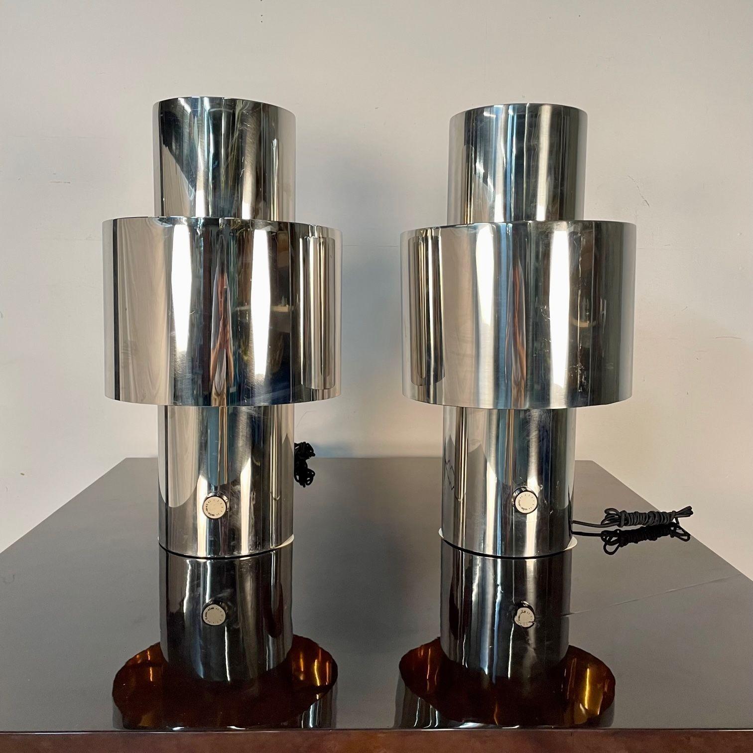 Willy Rizzo, Mid-Century Modern, Rare 'Love' Table Lamps, Chrome, Copper, 1960s For Sale 5