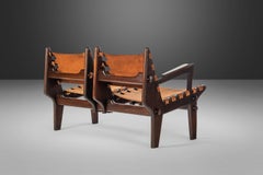 Loveseat in Solid Fruitwood & Leather by Angel Pazmino, Ecuador, c. 1960's