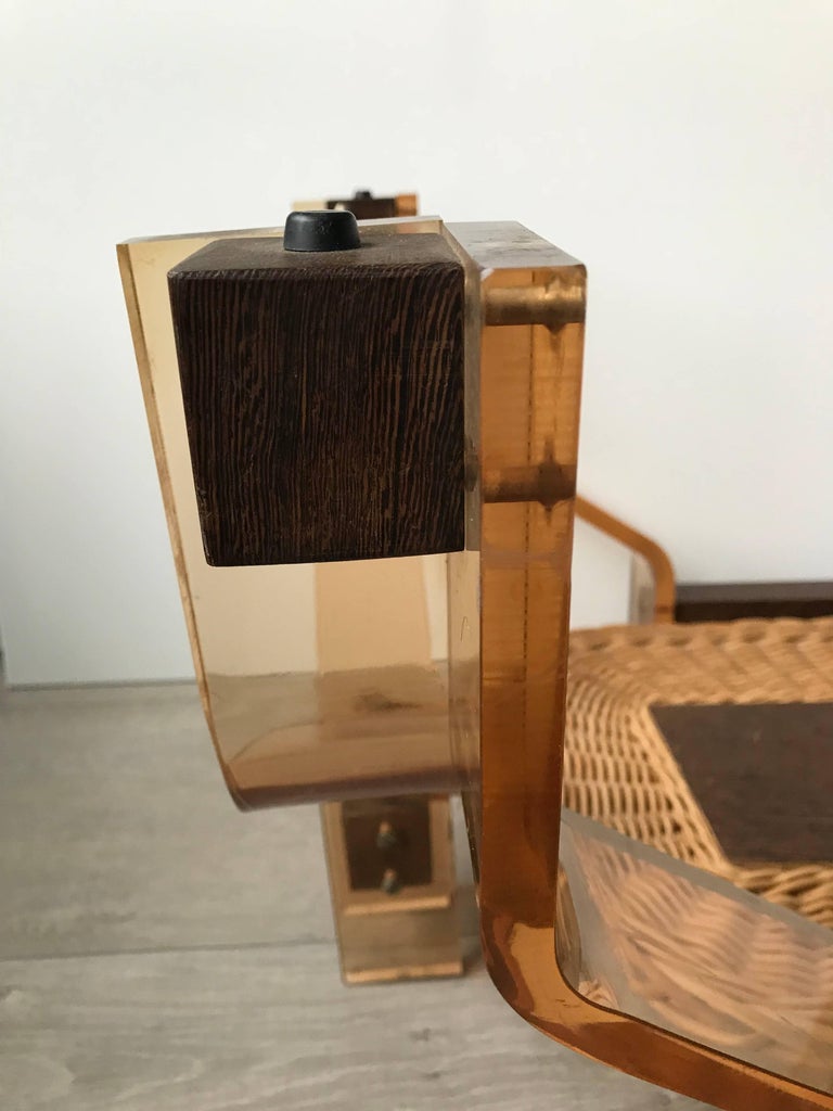 Rare Mid-Century Modern Amber Color Lucite, Wenge and ...