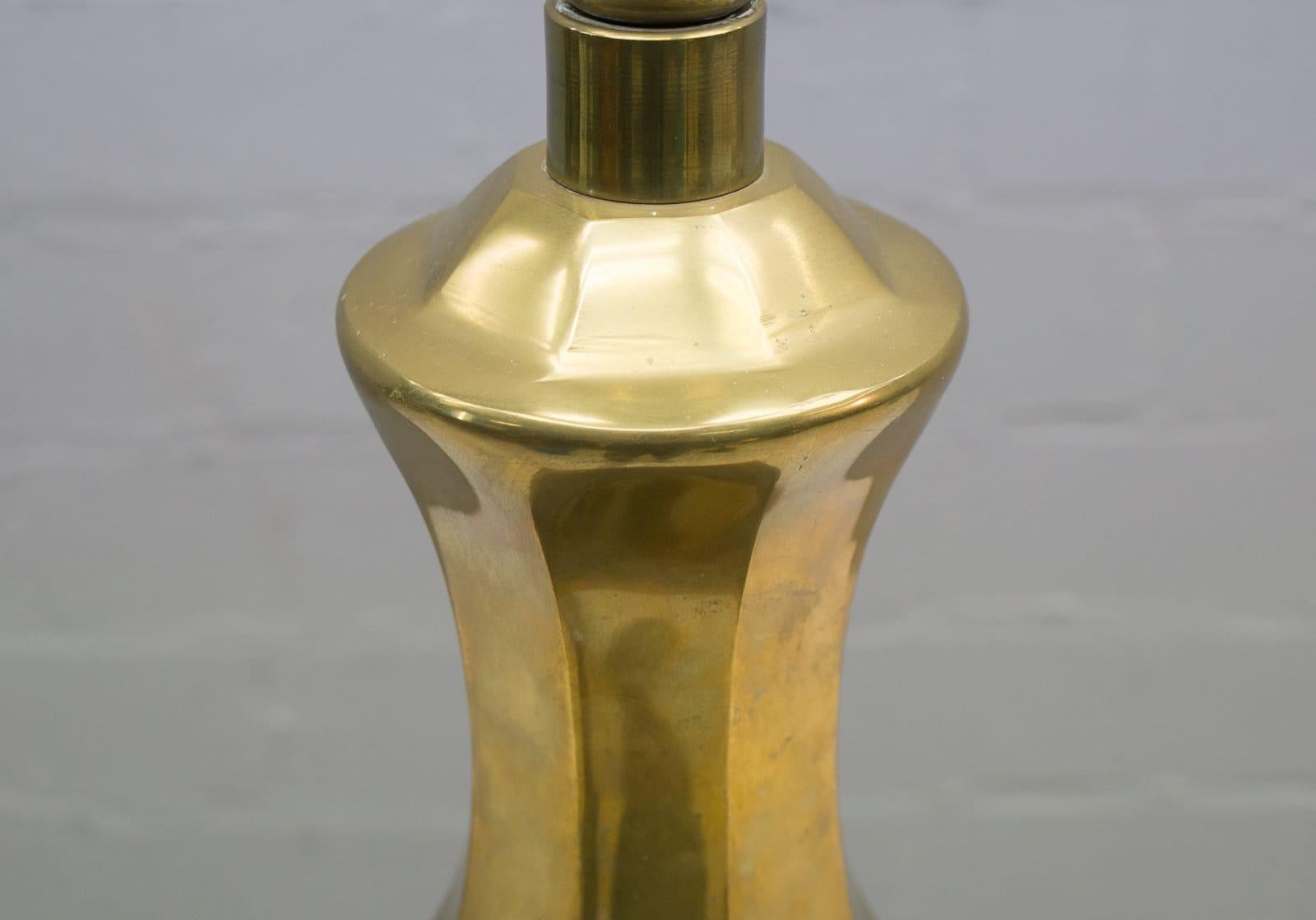 French Rare Mid-Century Modern Massive Brass Table Lamp, 1960s For Sale