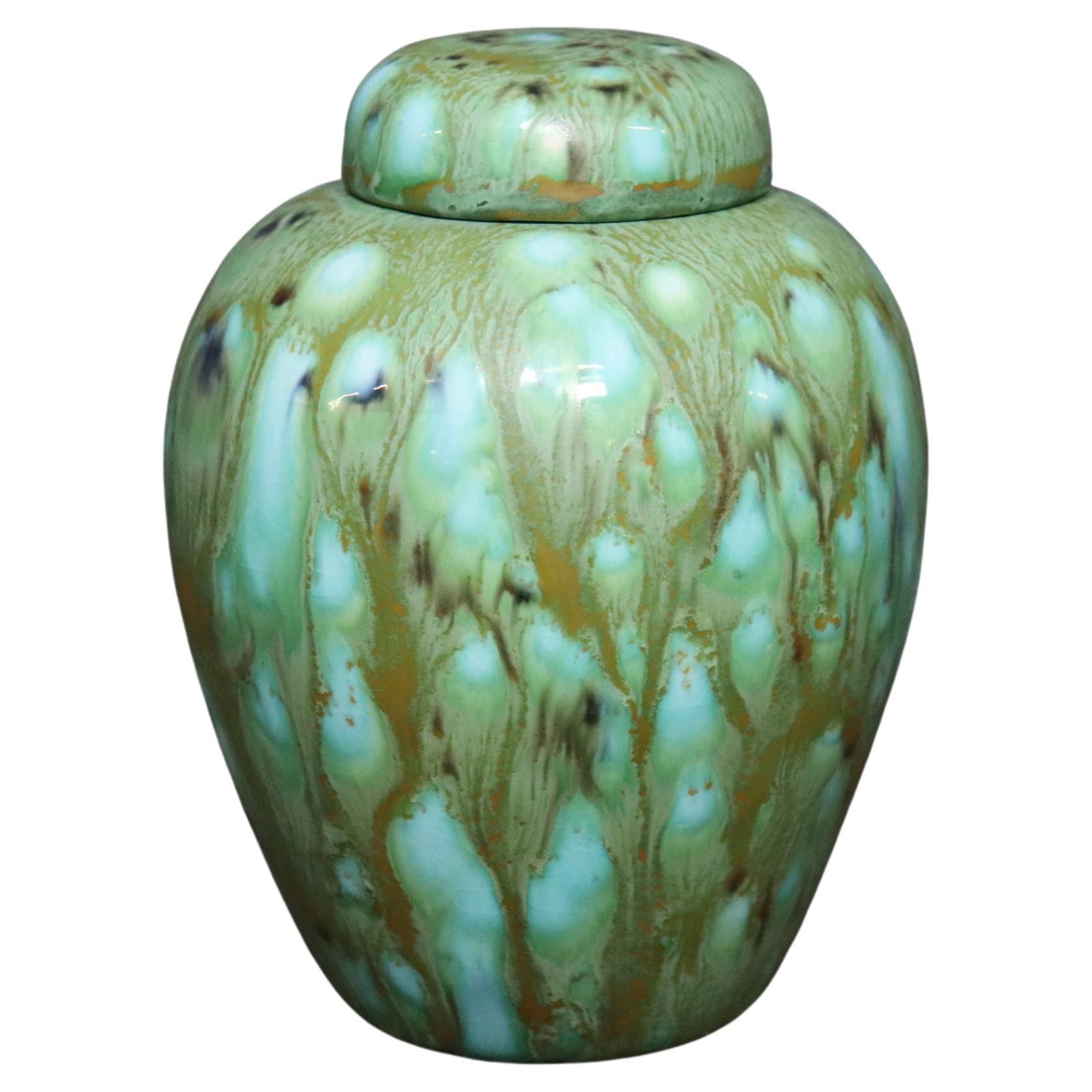 Rare Mid-Century Modern MCM Pottery Vase, Jar with Lid Signed "Beth Salin 1970" For Sale
