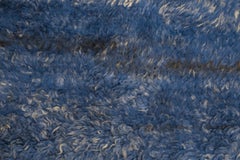 Rare Mid-Century Modern Monochrome Indigo Blue Moroccan Berber Beni Mguild Rug