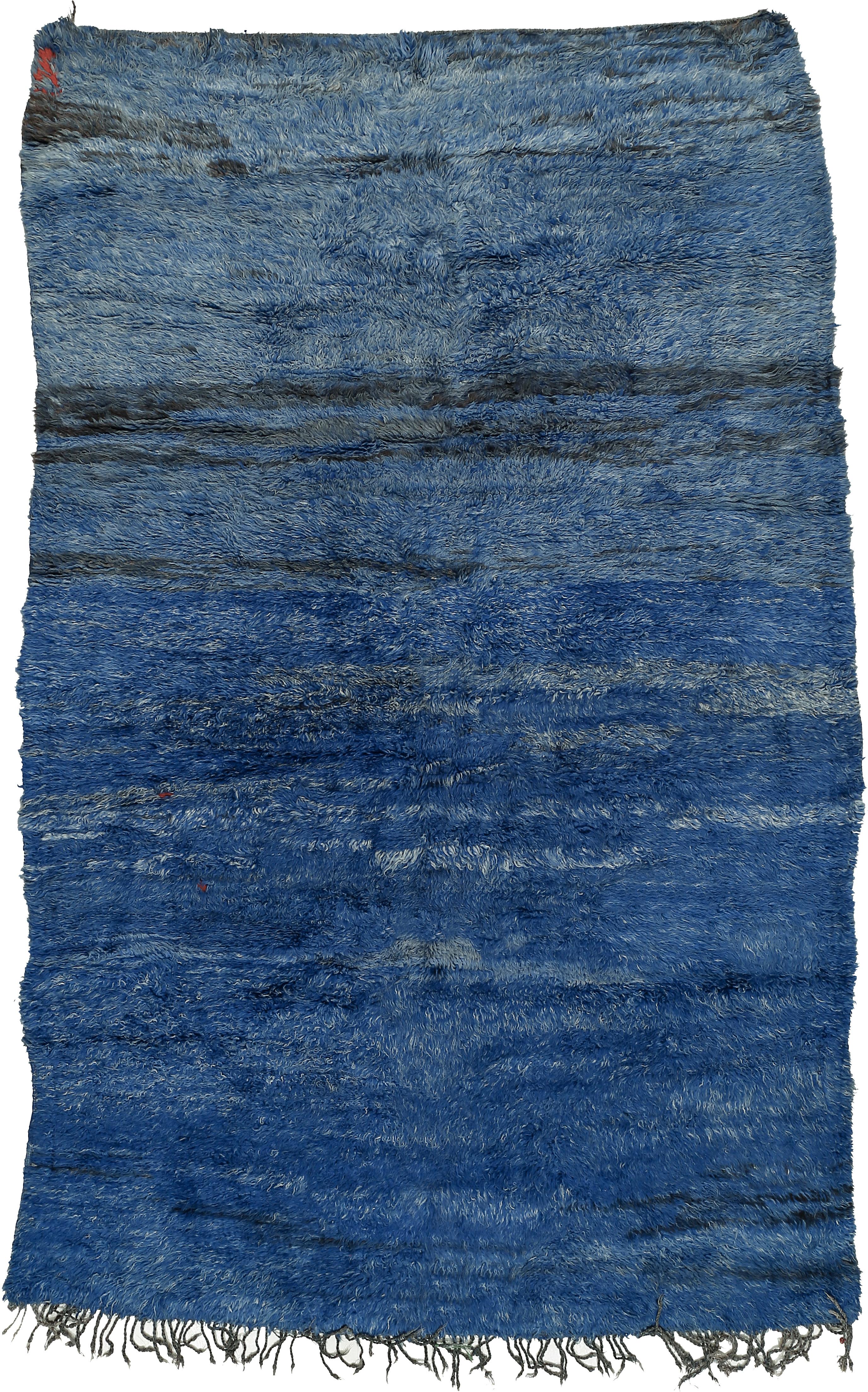 Seltene Mid-Century Modern Monochrome Indigo Blau Marokkanische Berber Beni Mguild Teppich im Angebot