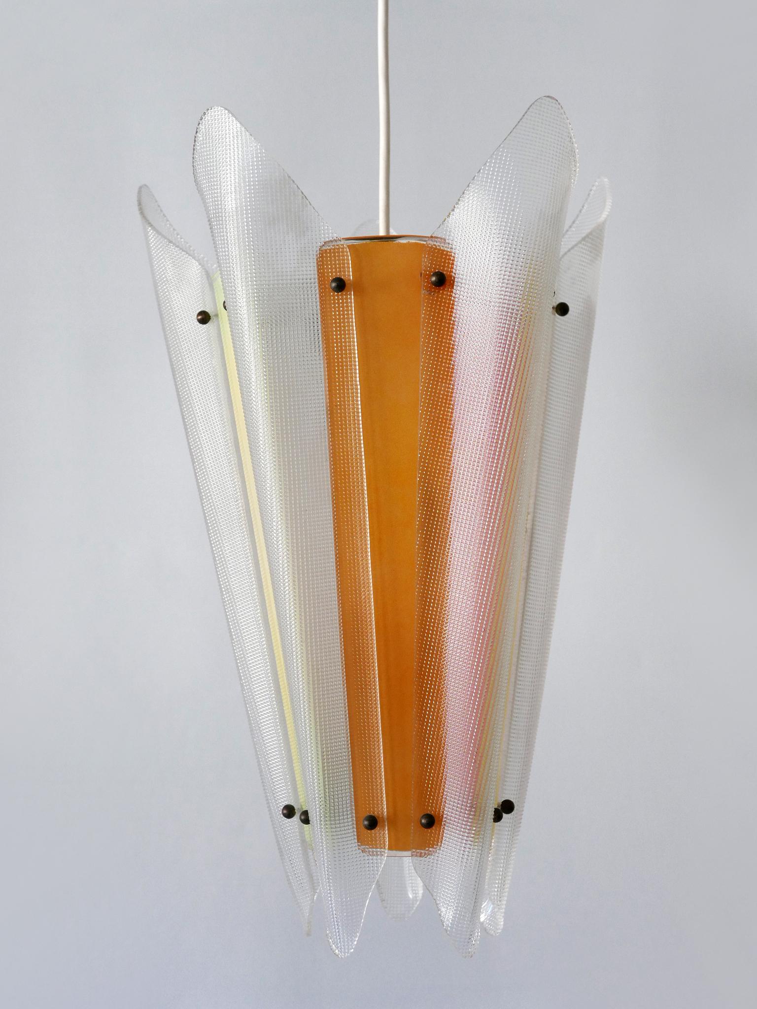 Rare Mid-Century Modern Multi-Colored Lucite Pendant Lamp Germany 1960s For Sale 8