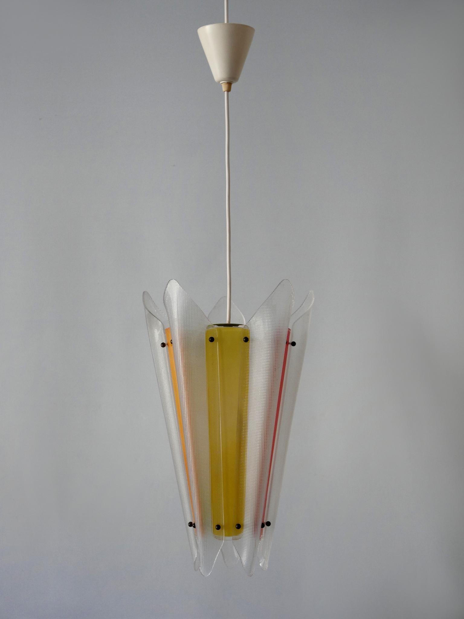 Rare Mid-Century Modern Multi-Colored Lucite Pendant Lamp Germany 1960s For Sale 10