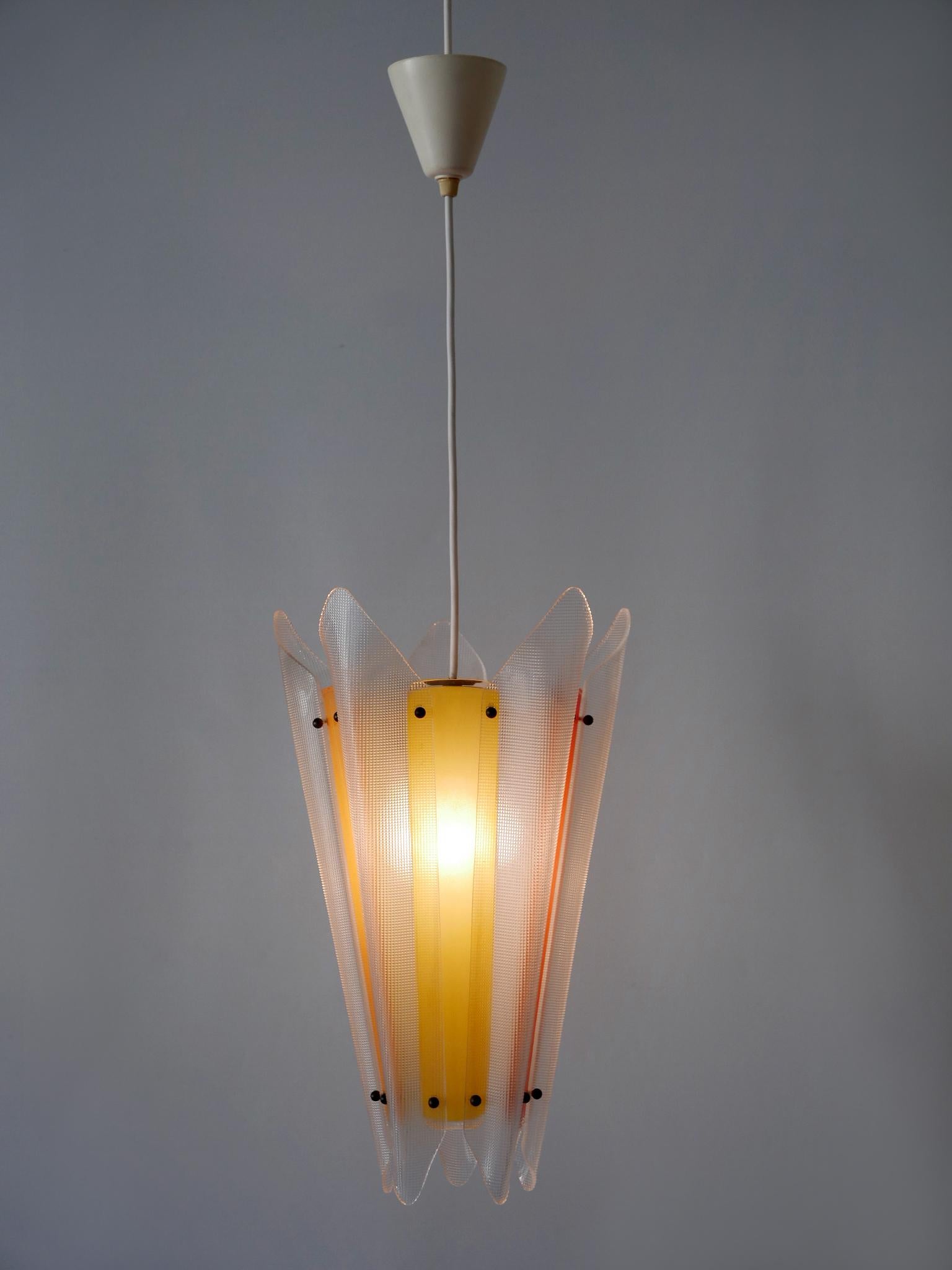 Rare Mid-Century Modern Multi-Colored Lucite Pendant Lamp Germany 1960s For Sale 11