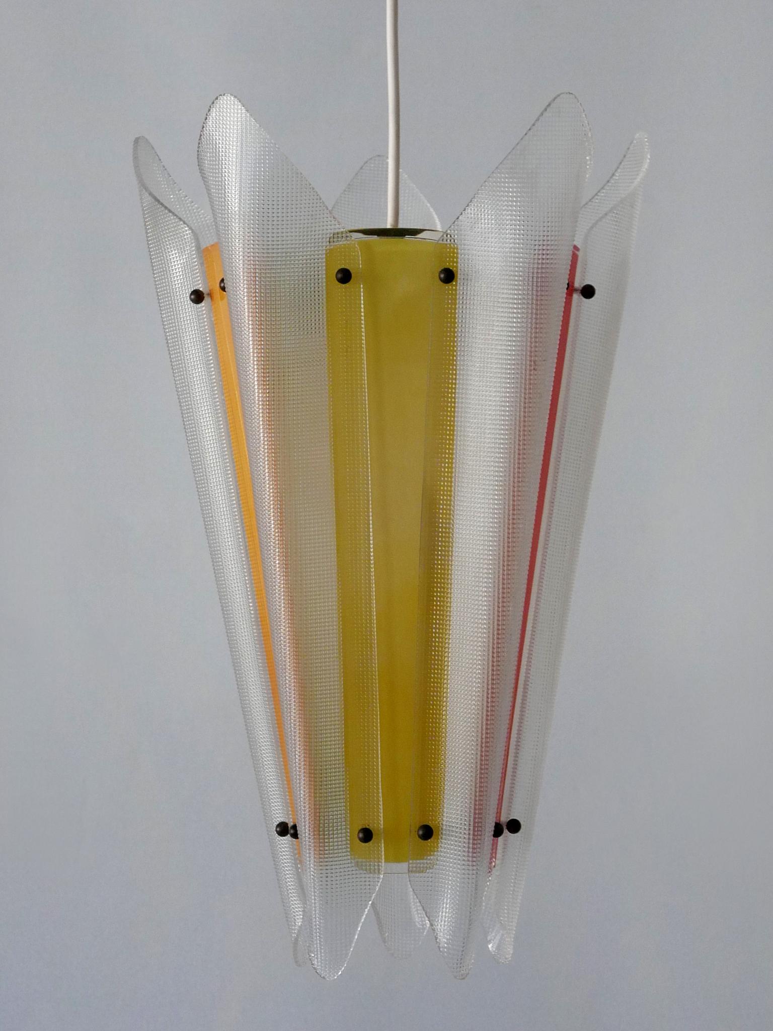 Rare Mid-Century Modern Multi-Colored Lucite Pendant Lamp Germany 1960s For Sale 12