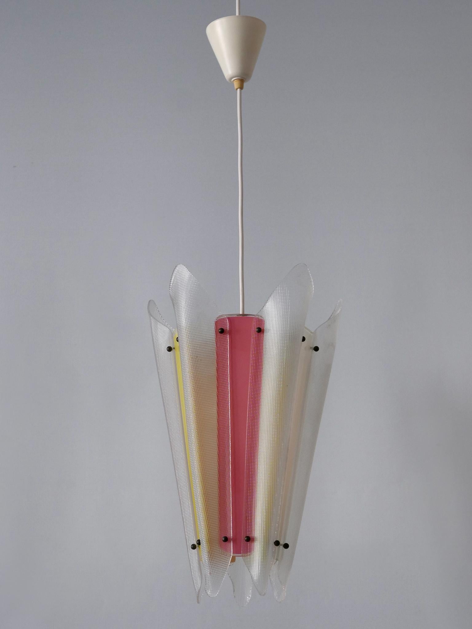 Rare Mid-Century Modern Multi-Colored Lucite Pendant Lamp Germany 1960s In Good Condition For Sale In Munich, DE