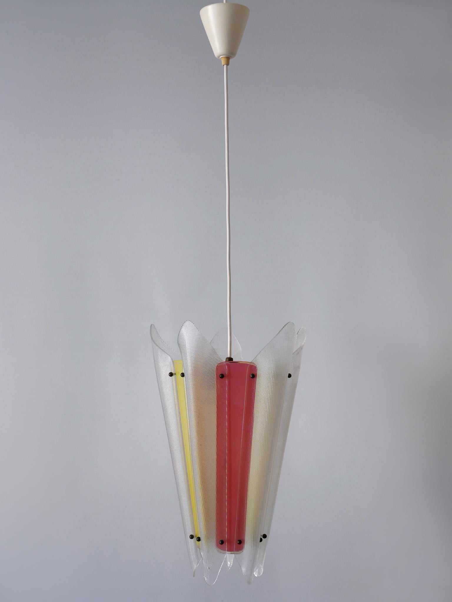 Rare Mid-Century Modern Multi-Colored Lucite Pendant Lamp Germany 1960s For Sale 1
