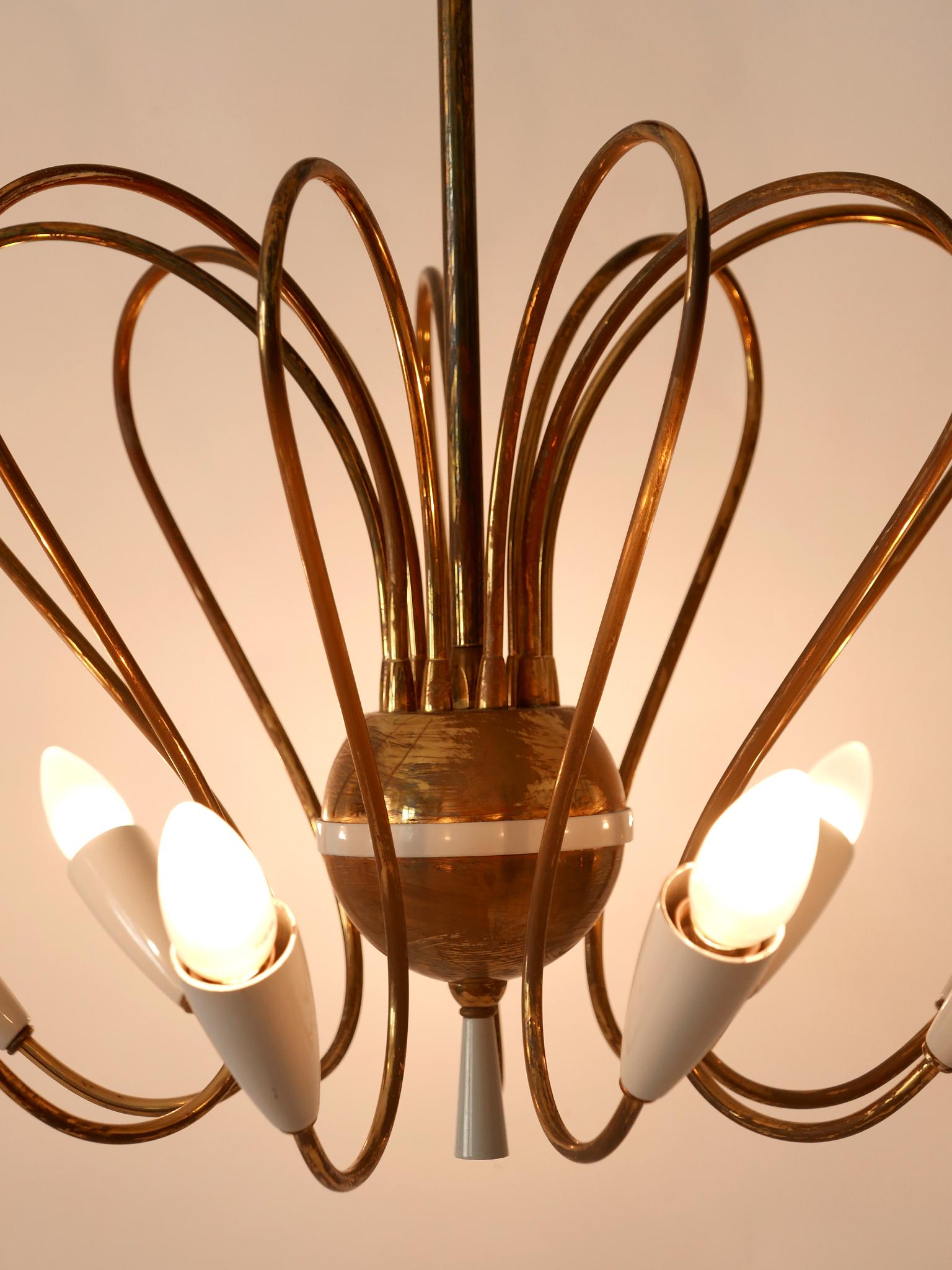 Rare Mid-Century Modern Nine-Flamed Sputnik Chandelier or Pendant Lamp, 1950s For Sale 6