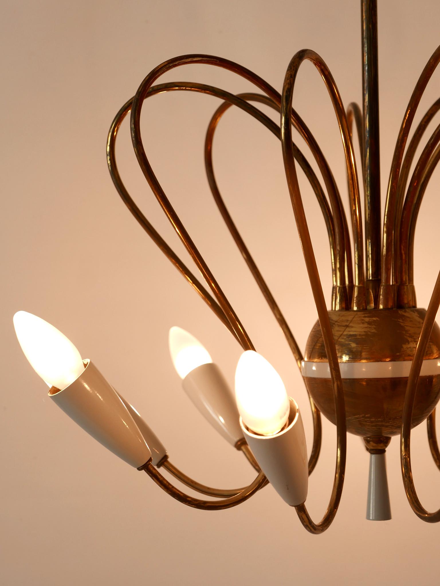 Rare Mid-Century Modern Nine-Flamed Sputnik Chandelier or Pendant Lamp, 1950s For Sale 7