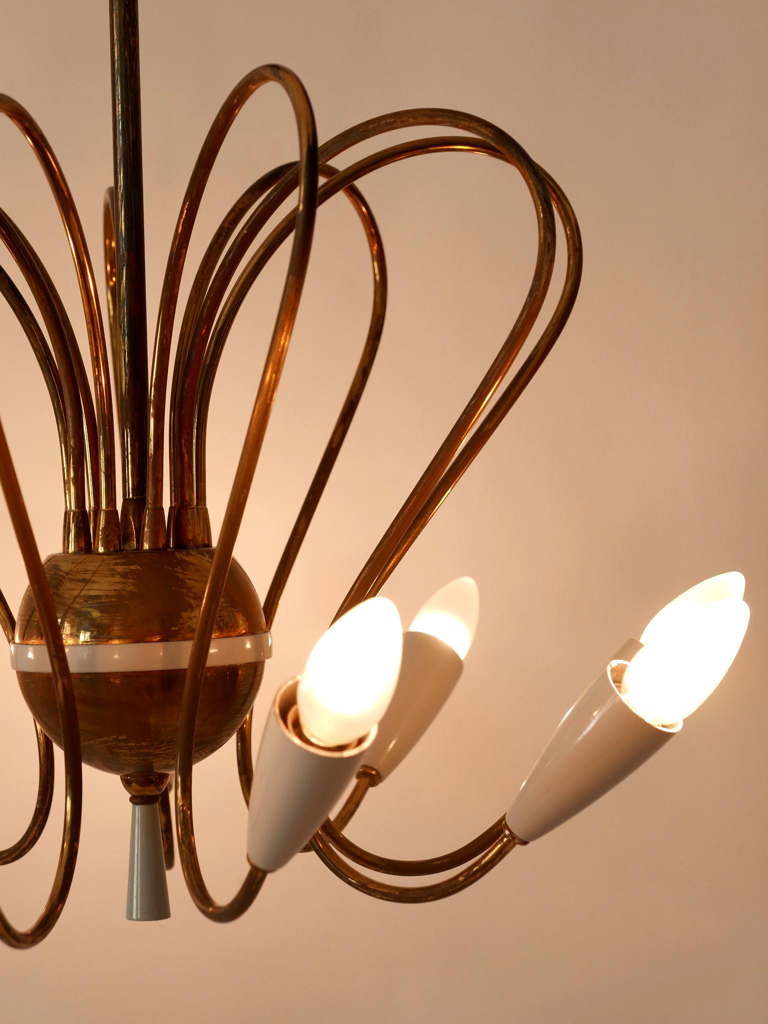 Rare Mid-Century Modern Nine-Flamed Sputnik Chandelier or Pendant Lamp, 1950s For Sale 8