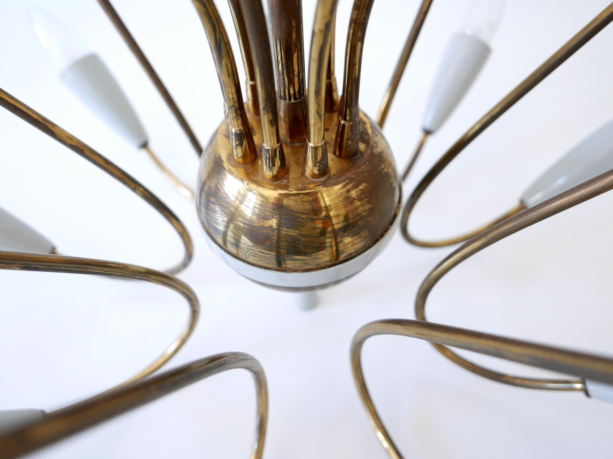 Rare Mid-Century Modern Nine-Flamed Sputnik Chandelier or Pendant Lamp, 1950s For Sale 10