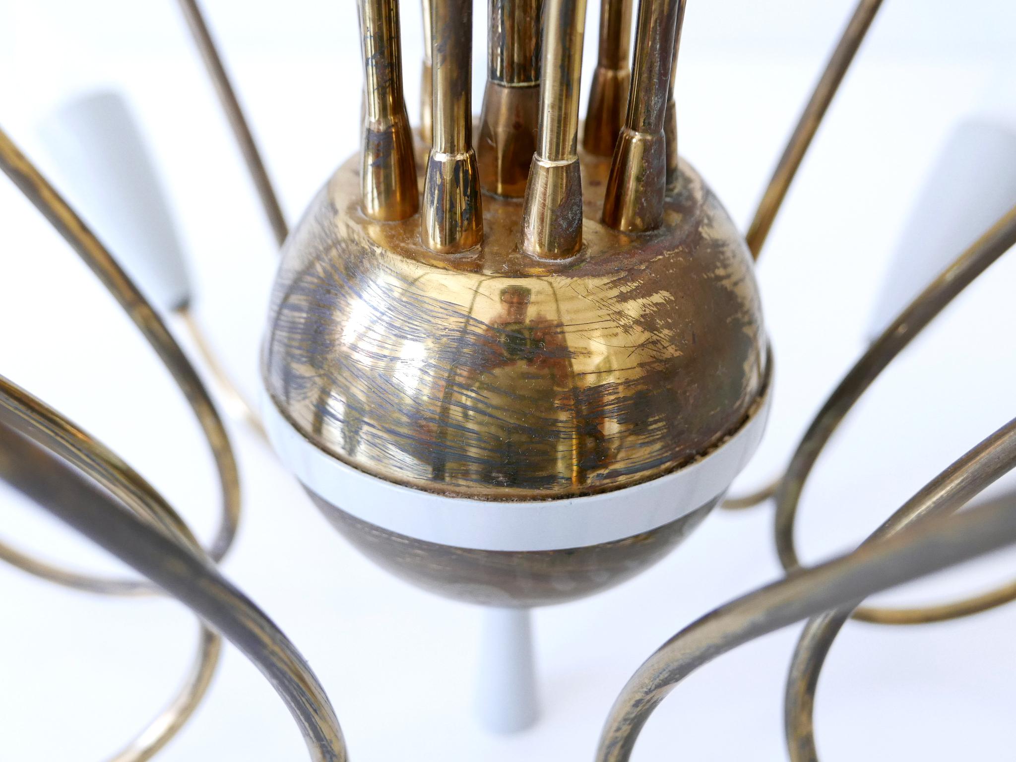 Seltener neunflammiger Sputnik-Kronleuchter oder Hängeleuchter mit Motiven, Mid-Century Modern, 1950er Jahre im Angebot 13
