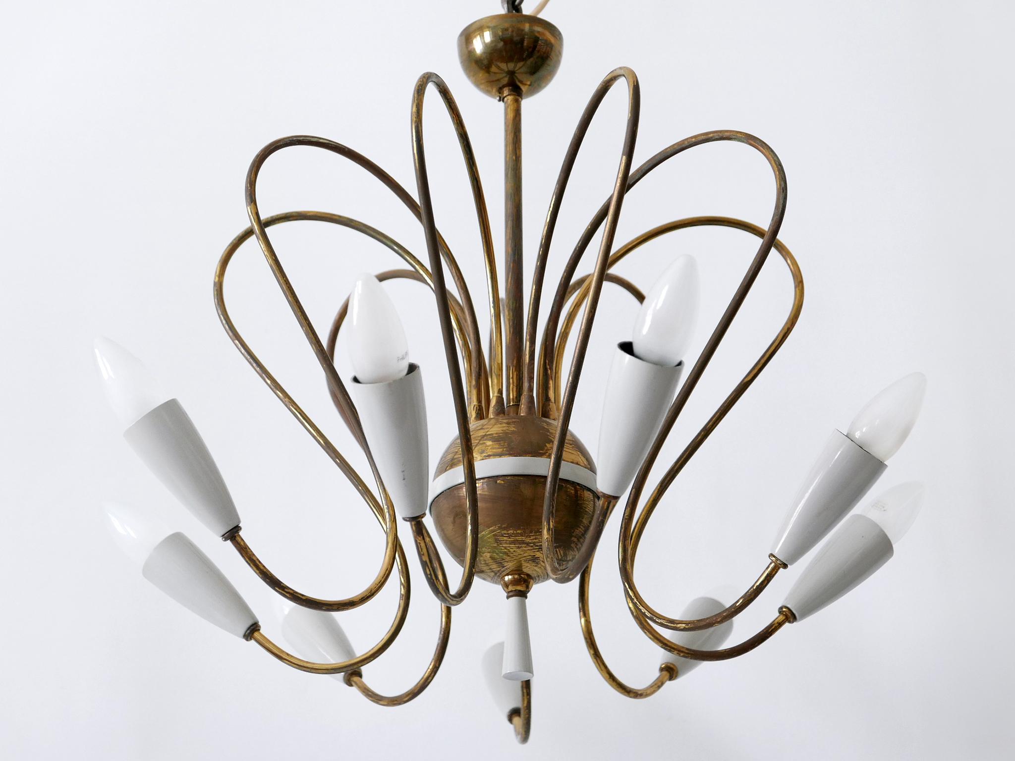 Rare Mid-Century Modern Nine-Flamed Sputnik Chandelier or Pendant Lamp, 1950s For Sale 1