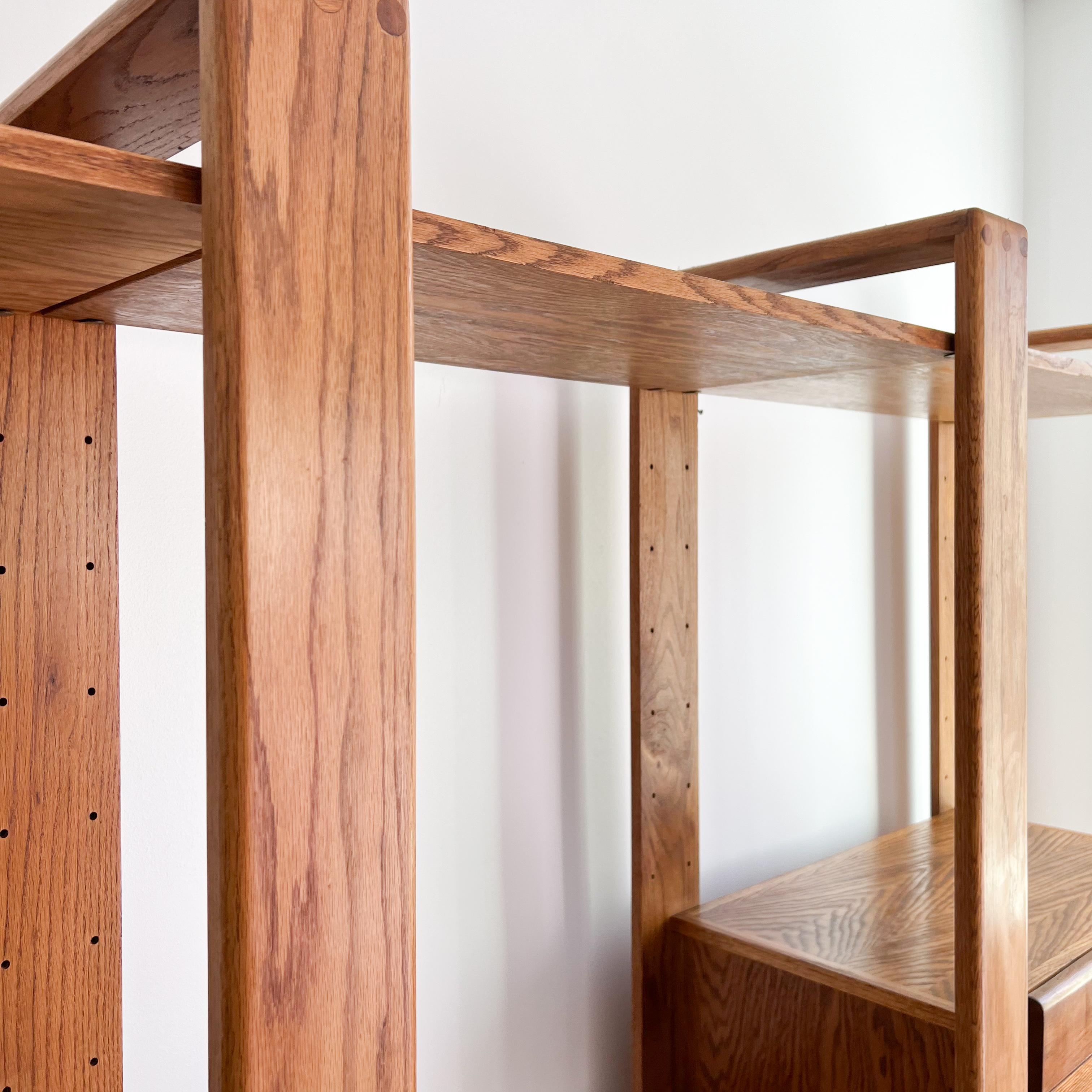 Late 20th Century Rare Mid Century Modern Oak Modular Bookcase by Lou Hodges