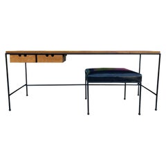 Rare mid century modern Paul mccobb 1595 low desk or table iron maple with stool