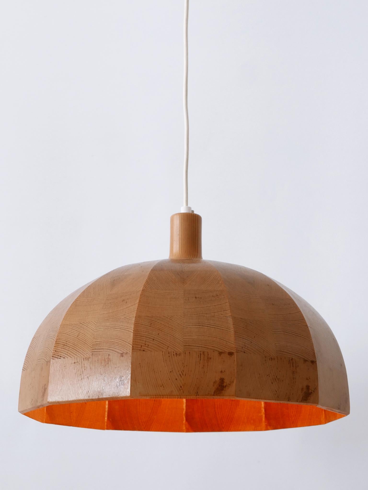 Rare Mid-Century Modern Pine Wood Pendant Lamp or Hanging Light Sweden, 1960s For Sale 5