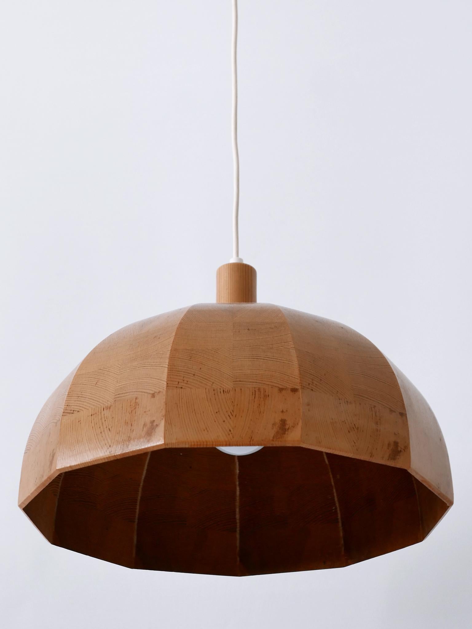 Rare Mid-Century Modern Pine Wood Pendant Lamp or Hanging Light Sweden, 1960s For Sale 6
