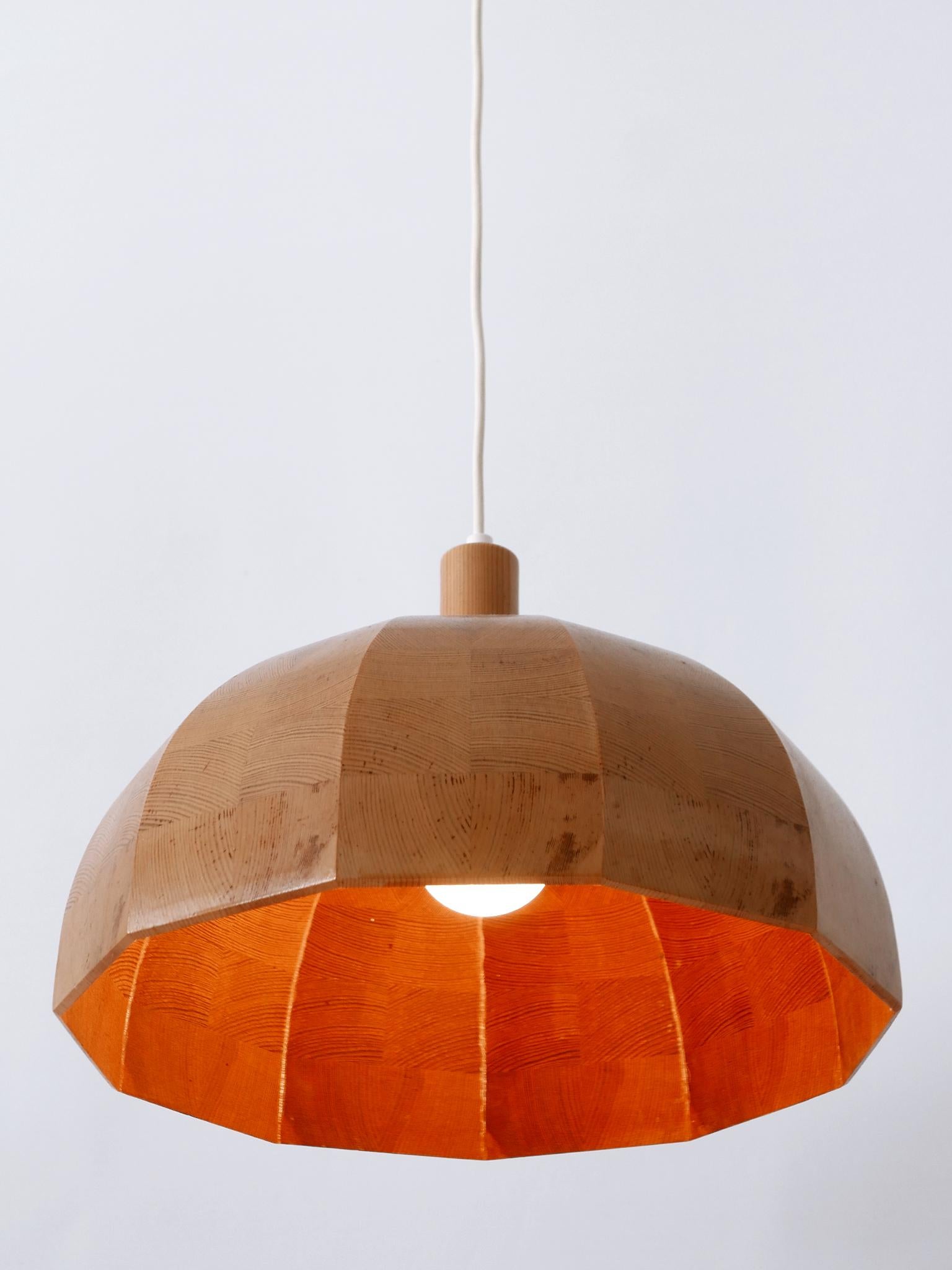 Rare Mid-Century Modern Pine Wood Pendant Lamp or Hanging Light Sweden, 1960s For Sale 7