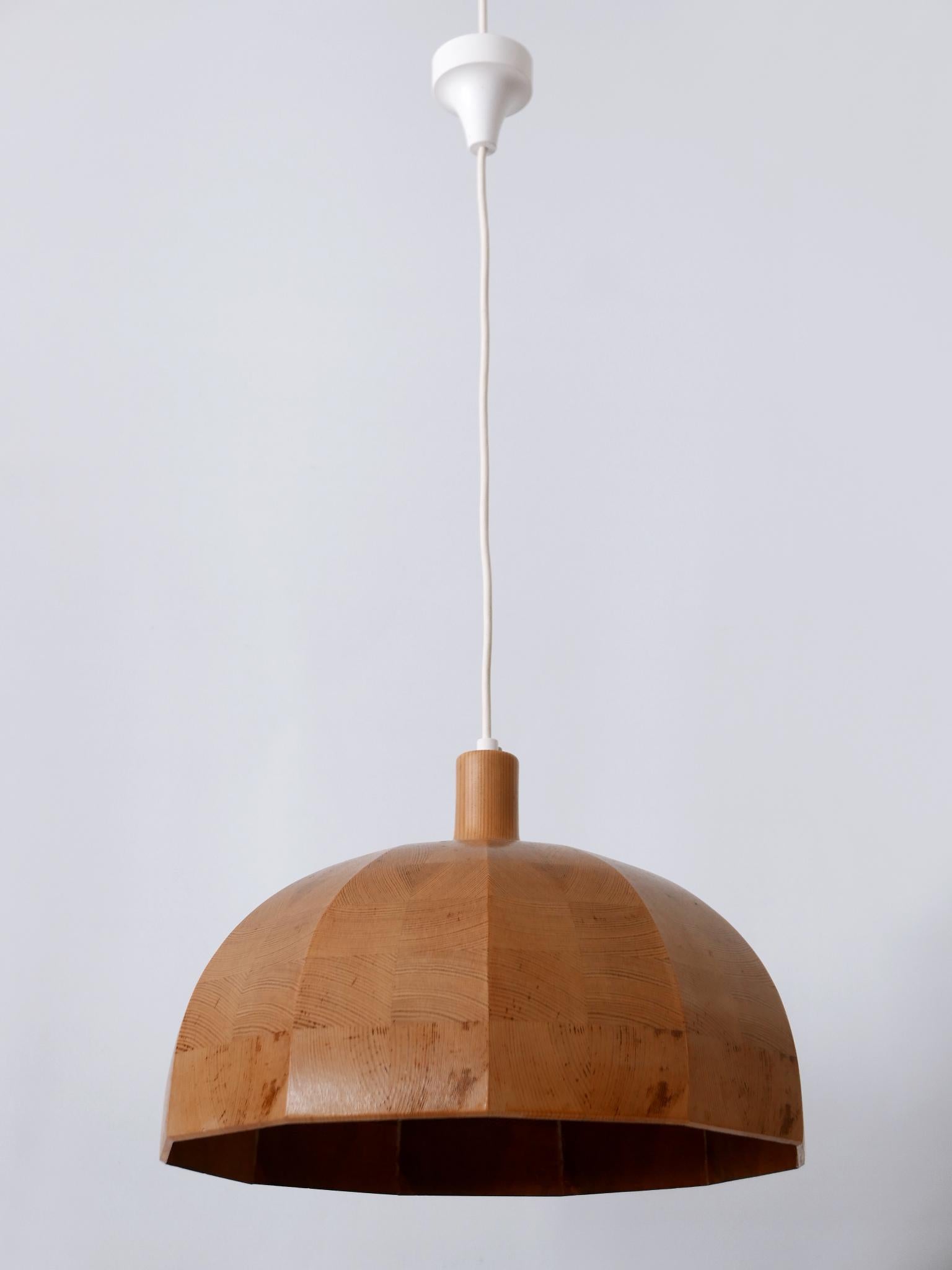 Rare Mid-Century Modern Pine Wood Pendant Lamp or Hanging Light Sweden, 1960s For Sale 8