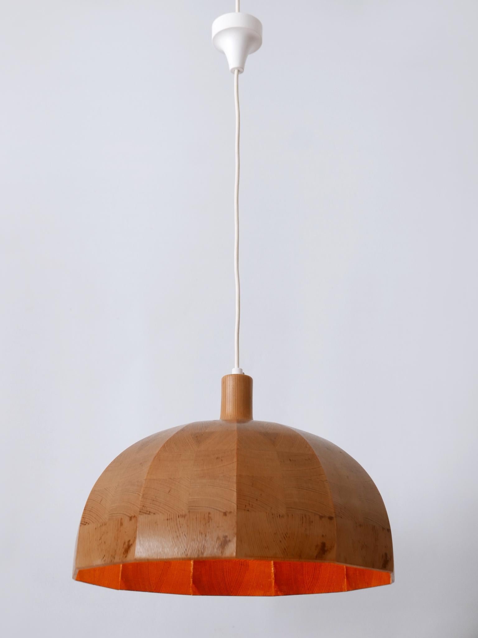 Rare Mid-Century Modern Pine Wood Pendant Lamp or Hanging Light Sweden, 1960s For Sale 9