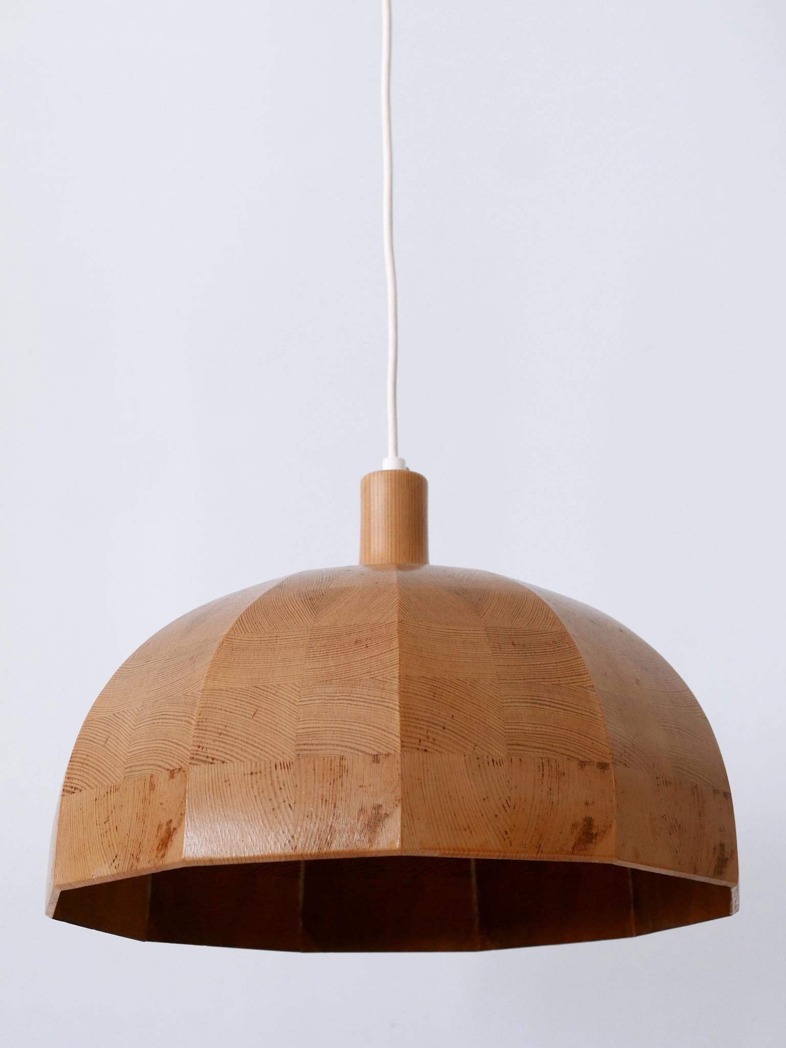 Rare Mid-Century Modern Pine Wood Pendant Lamp or Hanging Light Sweden, 1960s For Sale 10