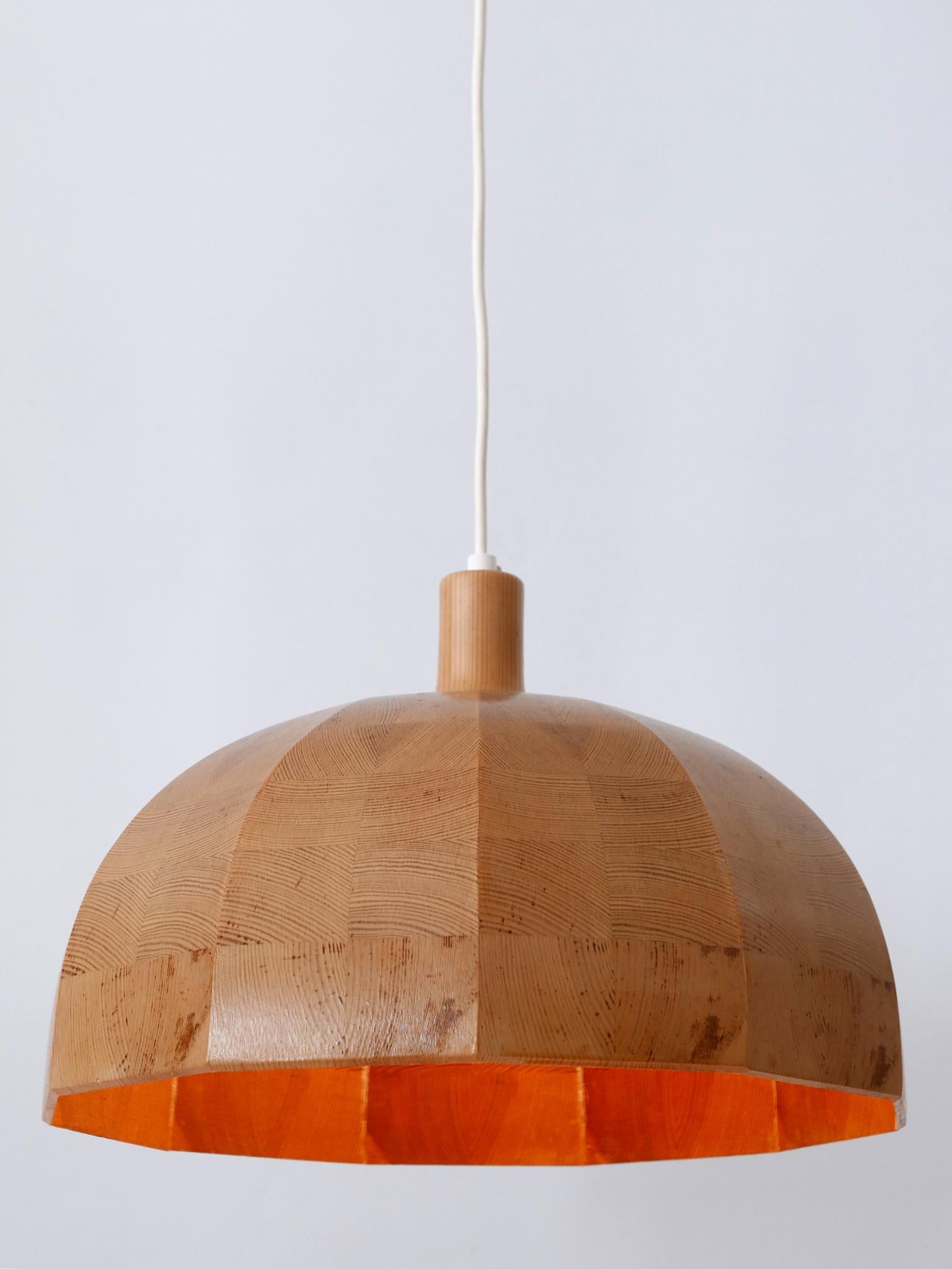 Rare Mid-Century Modern Pine Wood Pendant Lamp or Hanging Light Sweden, 1960s For Sale 11