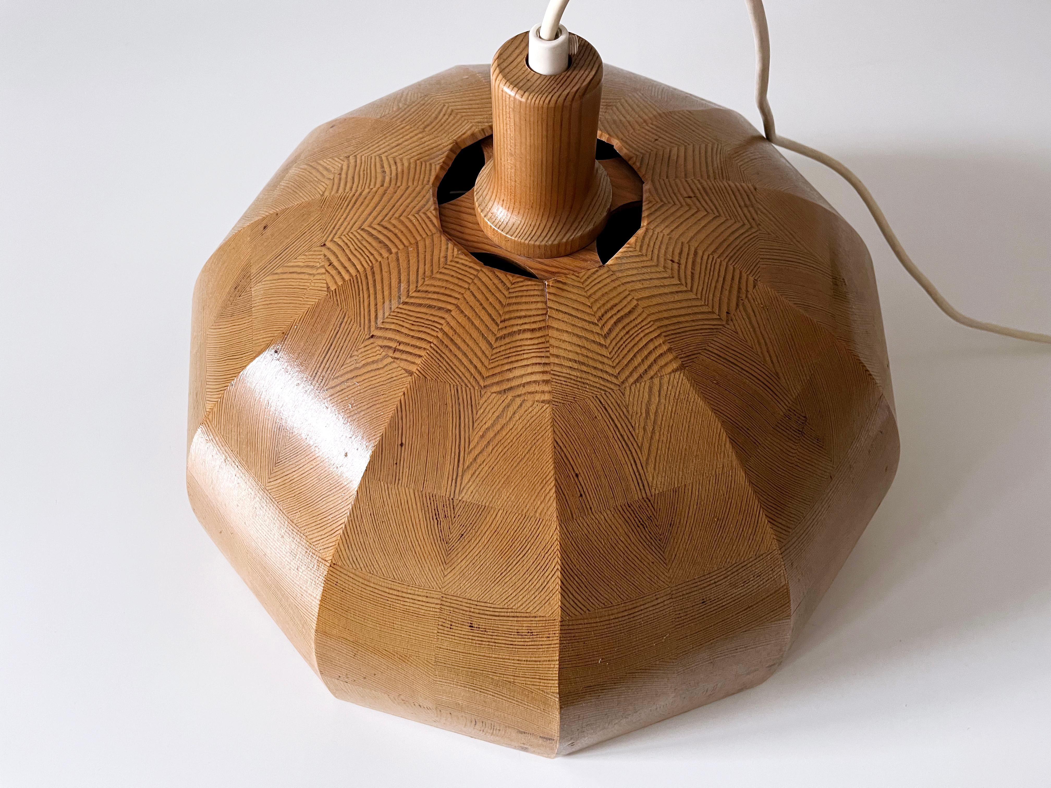 Rare Mid-Century Modern Pine Wood Pendant Lamp or Hanging Light Sweden, 1960s For Sale 13