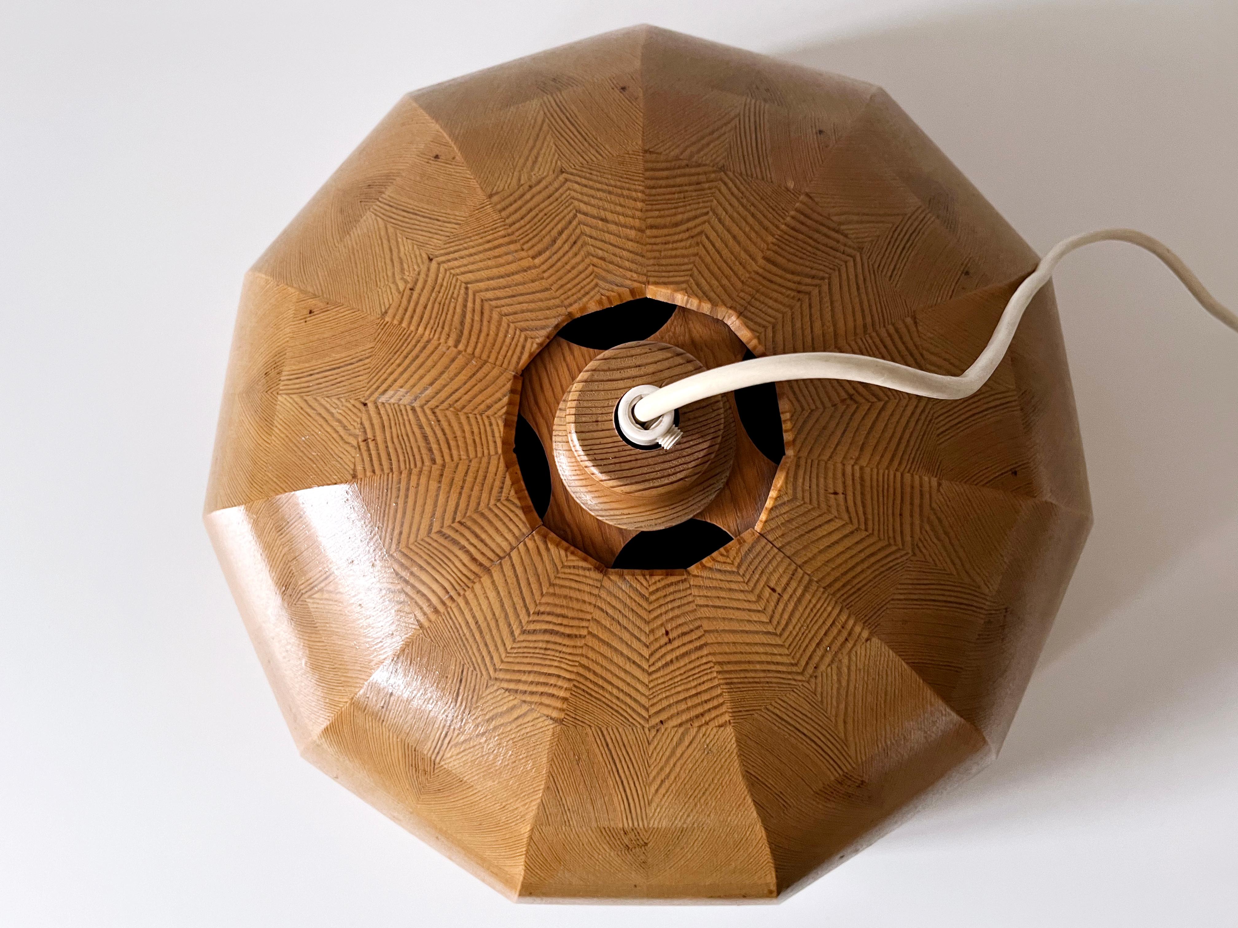 Rare Mid-Century Modern Pine Wood Pendant Lamp or Hanging Light Sweden, 1960s For Sale 14