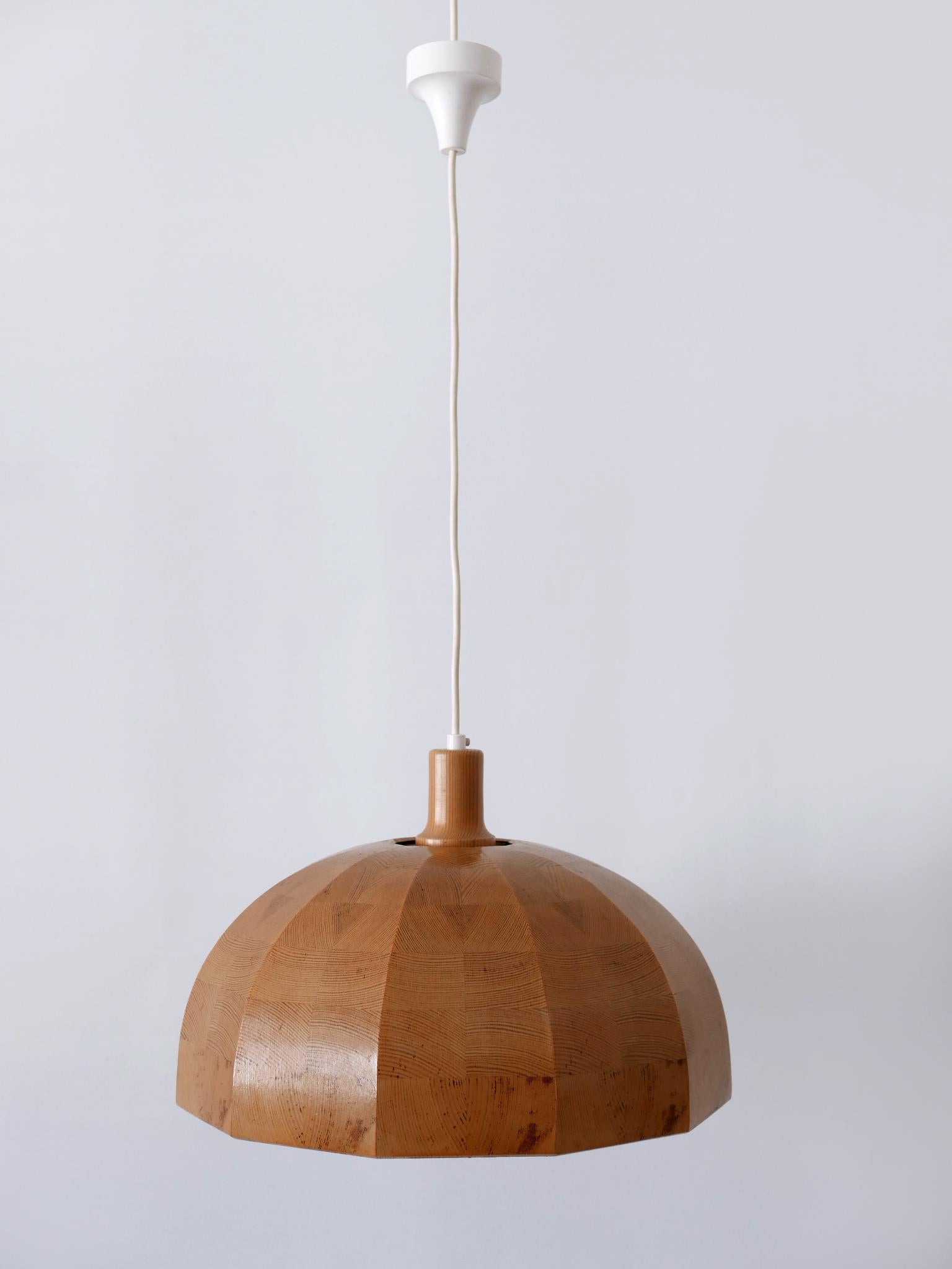 Swedish Rare Mid-Century Modern Pine Wood Pendant Lamp or Hanging Light Sweden, 1960s For Sale