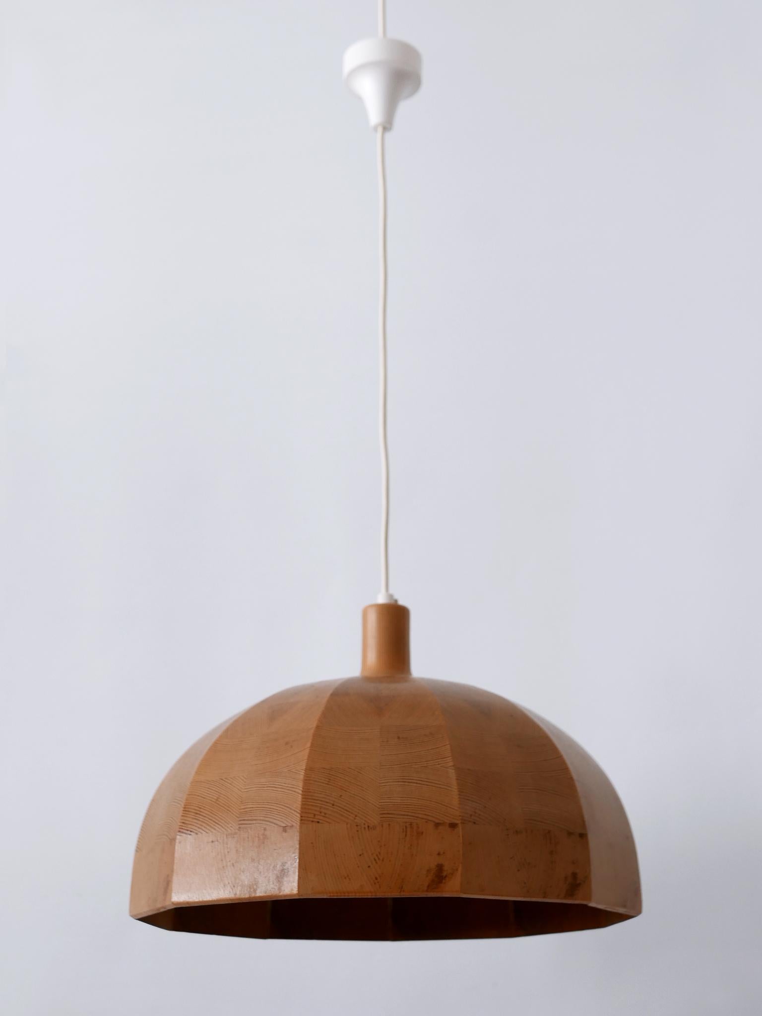Rare Mid-Century Modern Pine Wood Pendant Lamp or Hanging Light Sweden, 1960s For Sale 1