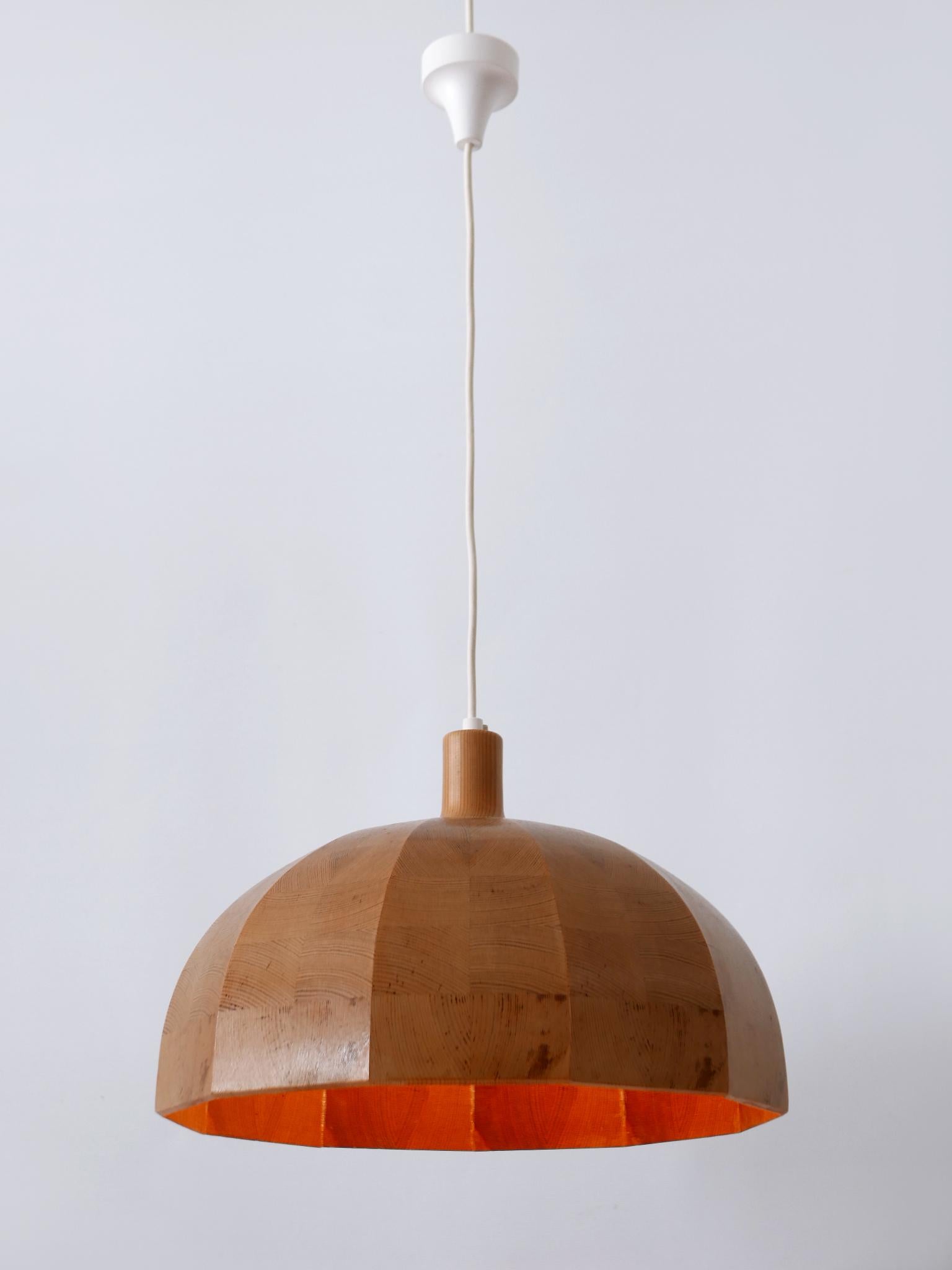 Rare Mid-Century Modern Pine Wood Pendant Lamp or Hanging Light Sweden, 1960s For Sale 2