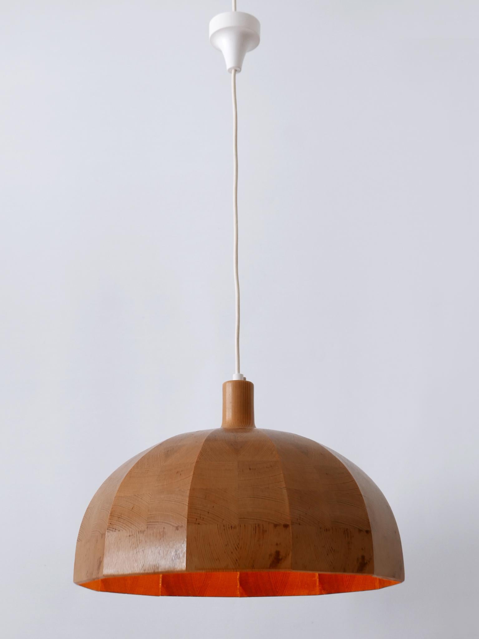 Rare Mid-Century Modern Pine Wood Pendant Lamp or Hanging Light Sweden, 1960s For Sale 3