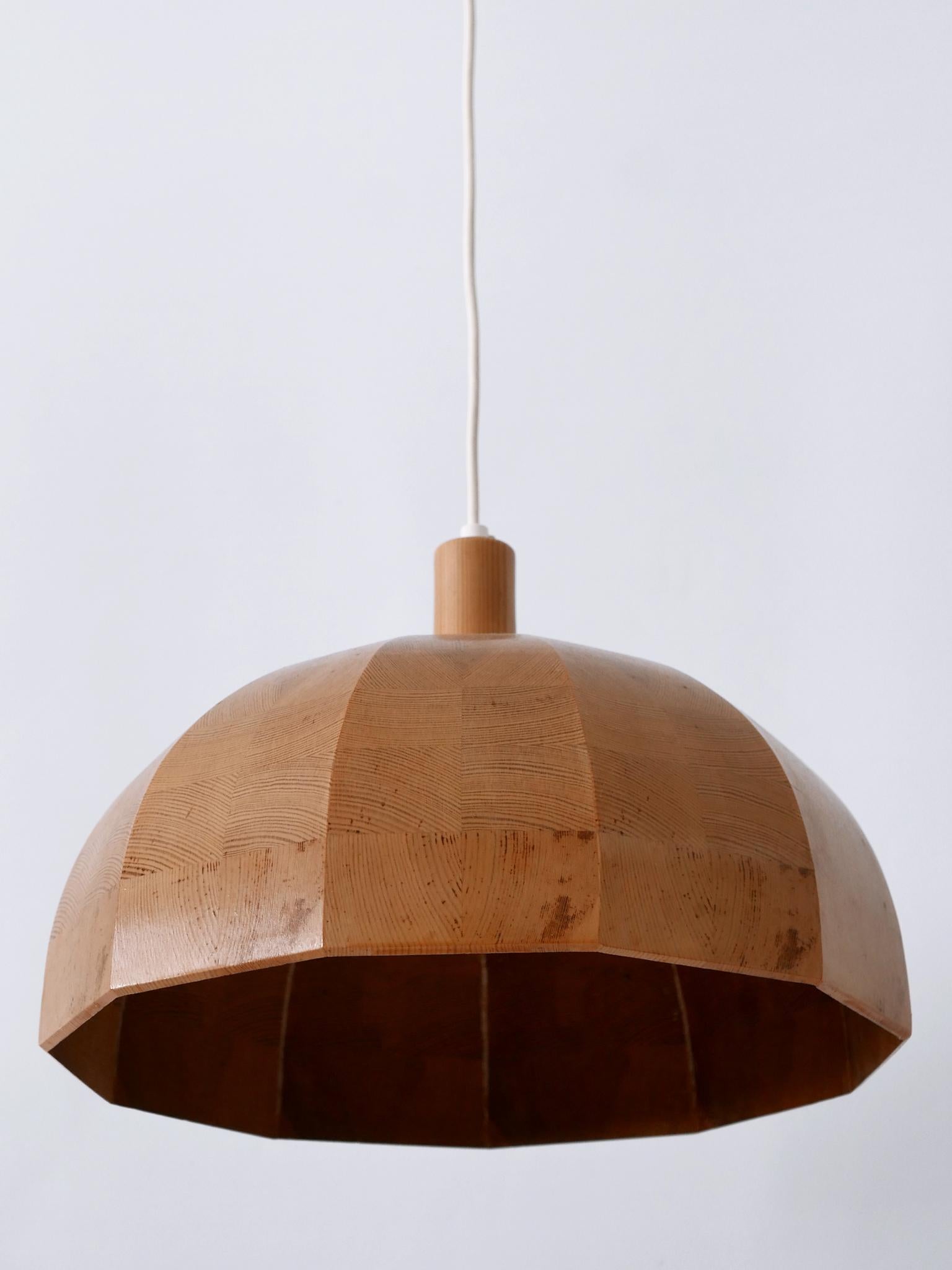 Rare Mid-Century Modern Pine Wood Pendant Lamp or Hanging Light Sweden, 1960s For Sale 4
