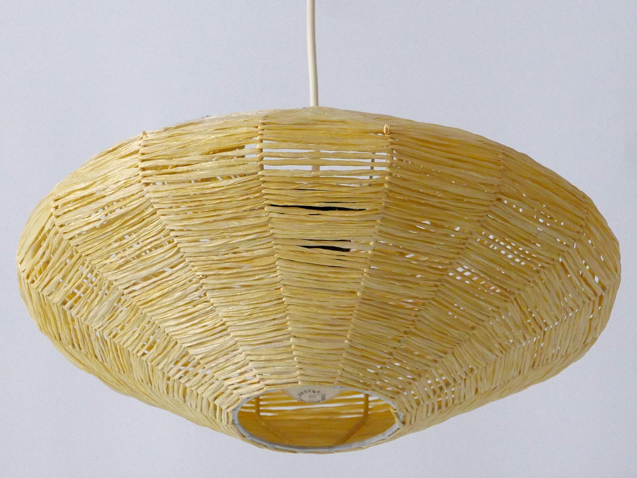 Rare Mid-Century Modern Raffia Bast Pendant Lamp or Hanging Light Germany 1970s For Sale 5