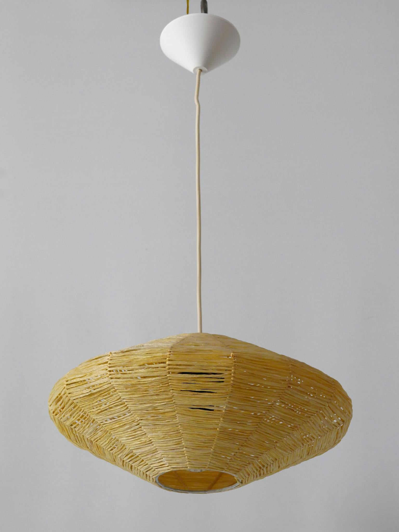 Rare Mid-Century Modern Raffia Bast Pendant Lamp or Hanging Light Germany 1970s For Sale 1