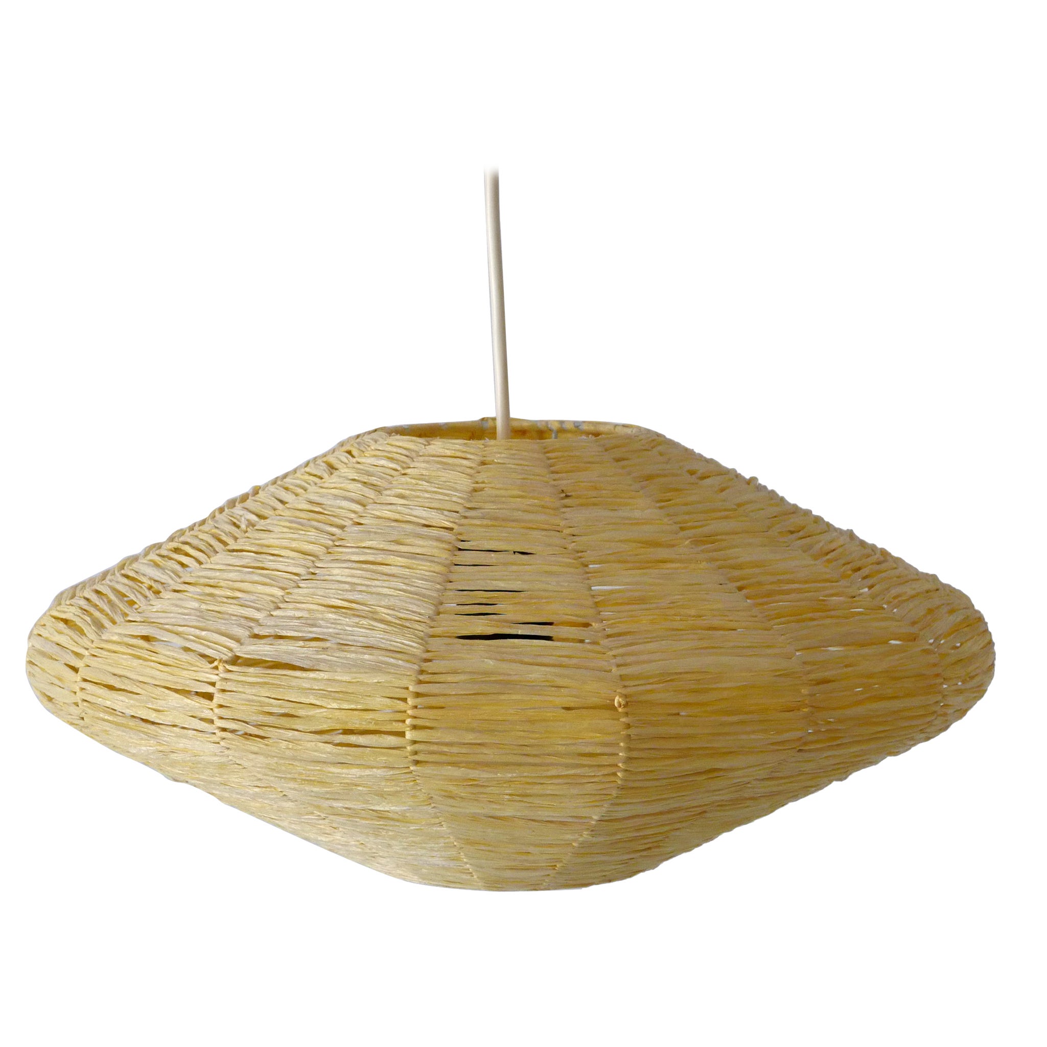 Rare Mid-Century Modern Raffia Bast Pendant Lamp or Hanging Light Germany 1970s