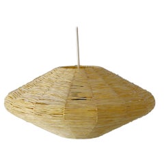 Rare Mid-Century Modern Raffia Bast Pendant Lamp or Hanging Light Germany 1970s