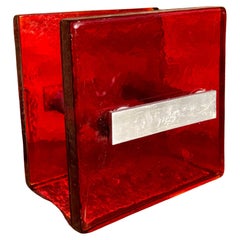 Rare Mid-Century Modern Red Glass Door Handle – Architectural Design, 1970s