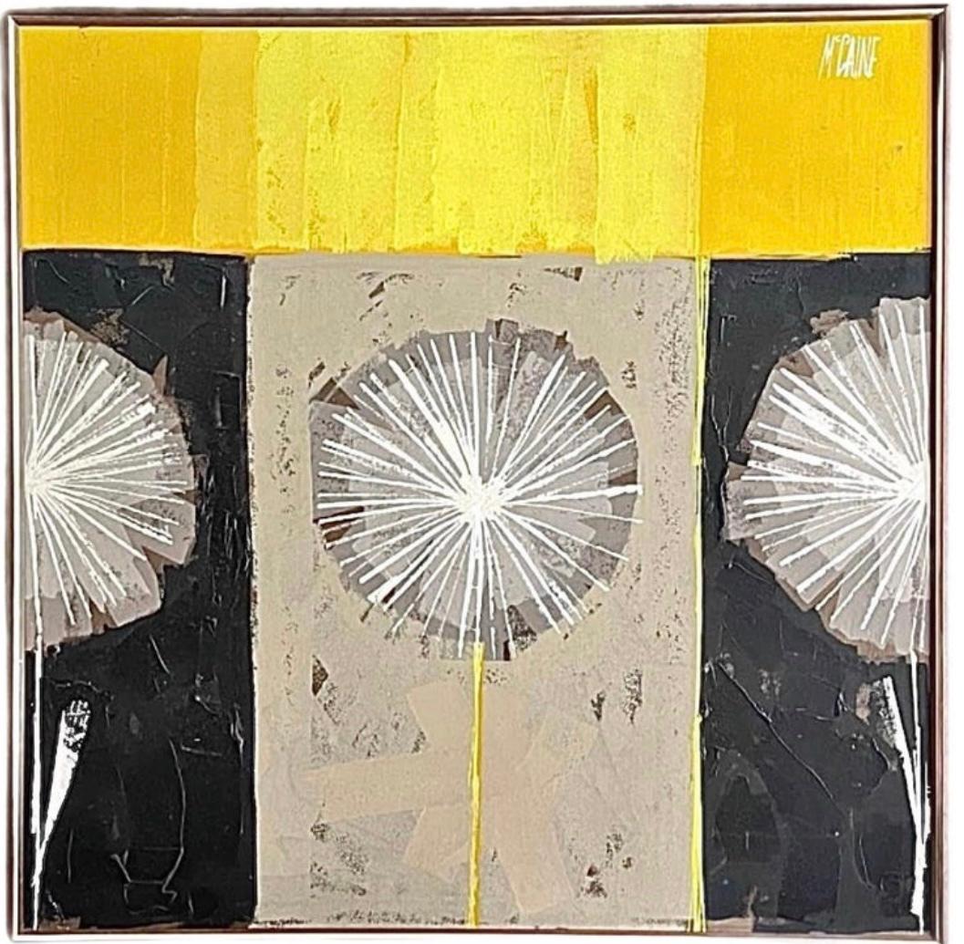 Rare Mid Century Modern Robert McCaine Cubist Color Block Dandelion Painting For Sale 8