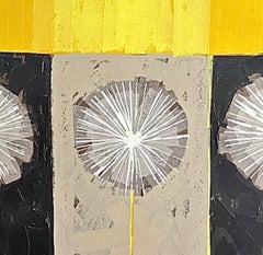 Raro dipinto di dente di leone di Robert McCaine, cubista e a blocchi di colore, della metà del secolo scorso.