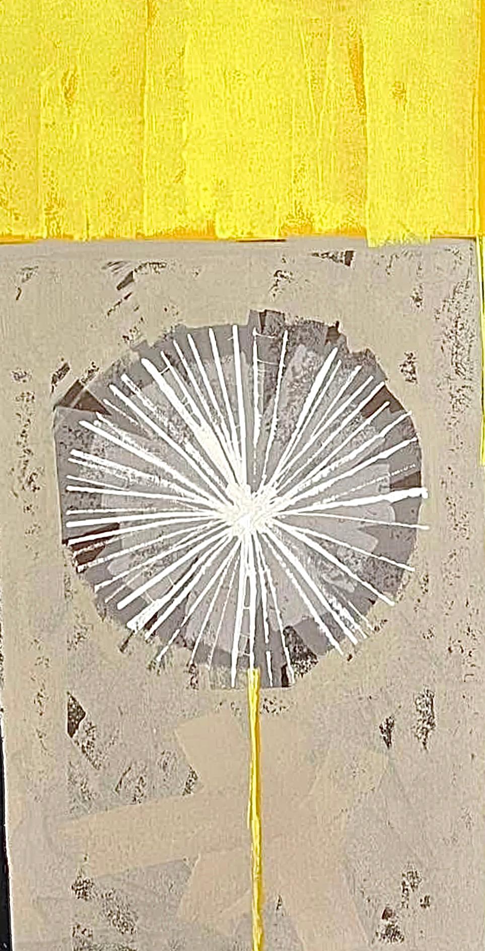 American Rare Mid Century Modern Robert McCaine Cubist Color Block Dandelion Painting For Sale